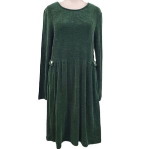 Coldwater Creek Y2K green rayon blend textured long sleeve knit dress S NWOT